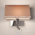 Mass production led nickel wall lamps with brown fabric lampshad for hotel room furniture hotel furniture for sale